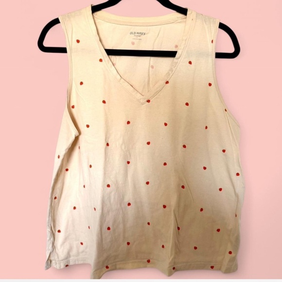 Old Navy Tops - Cream and red strawberries print tank top #heartprint